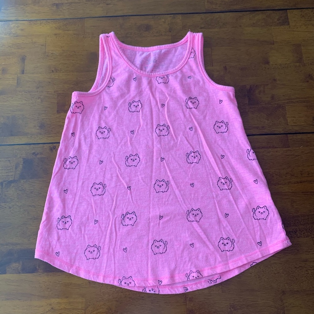 Girl's Justice Tank Top, Pink w/ Cats, 12